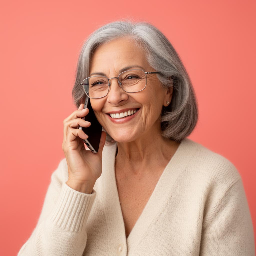 Elegant elderly woman enjoying a phone call